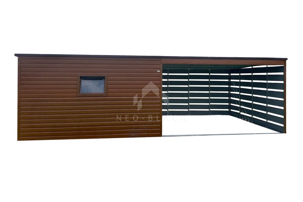 Schowek - Domek Ogrodowy 4X4M + Wiata Drzwi 2X Okno Złoty Dąb Nb147