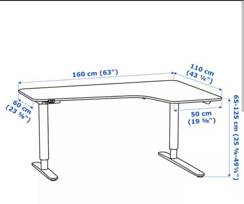 Secretária Bekant Corner IKEA Altura Ajustável - Home Office