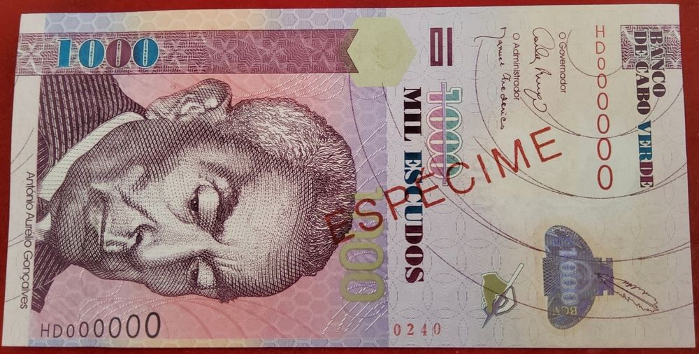 SPECIMEN CABO VERDE 1000 escudos 2007/ UNC