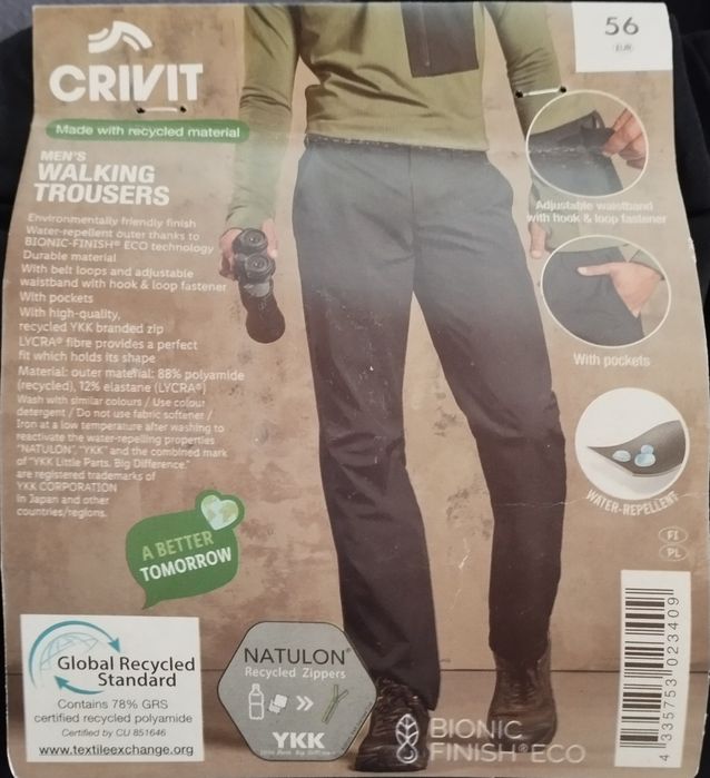 Spodnie męskie trekkingowe wodoodporne czarne z regulowanym pasem 52