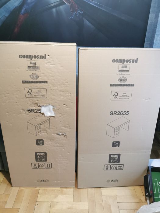 Biurko włoskie, nowe, szare