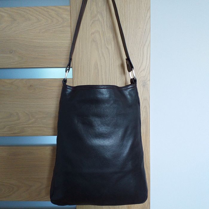 MAXMARA MAX&Co oryginalna skóra skórzana torebka crossbody worek brąz