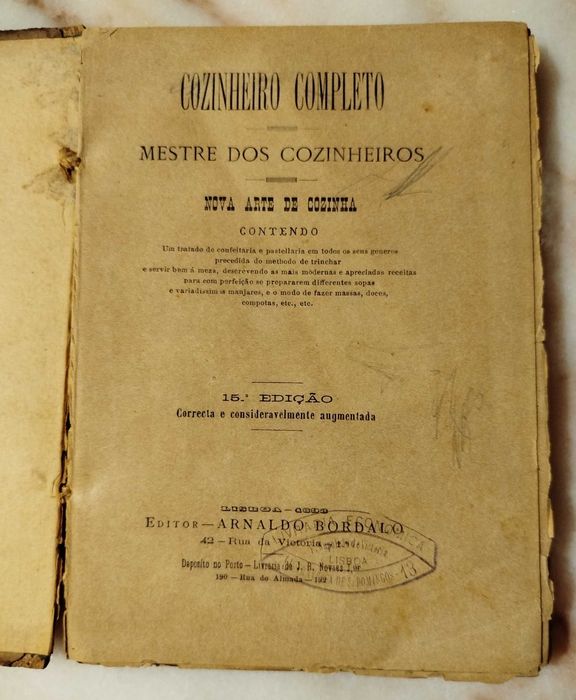 Raro Livro de Culinária - Ano de 1898