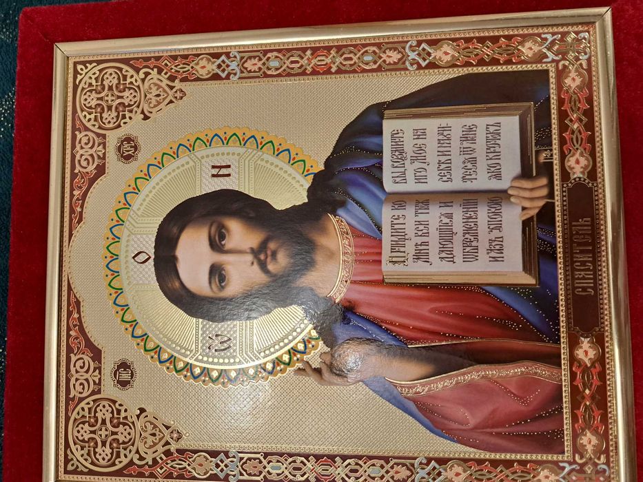 Икона складная в бархате