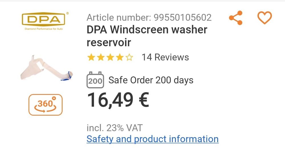 Reservatório de água novo para automóveis  wv , skoda e audi .