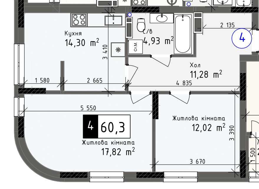 2-комнатная квартира по адресу Куликово поле пл. (площадь 61 м²) - Atlanta.ua - фото 2