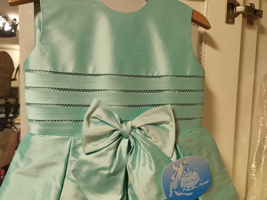 Vestido verde água 100% seda