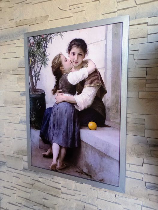 Obraz na płótnie - W. Adolphe Bouguereau, A Little Coaxing, 50x70cm