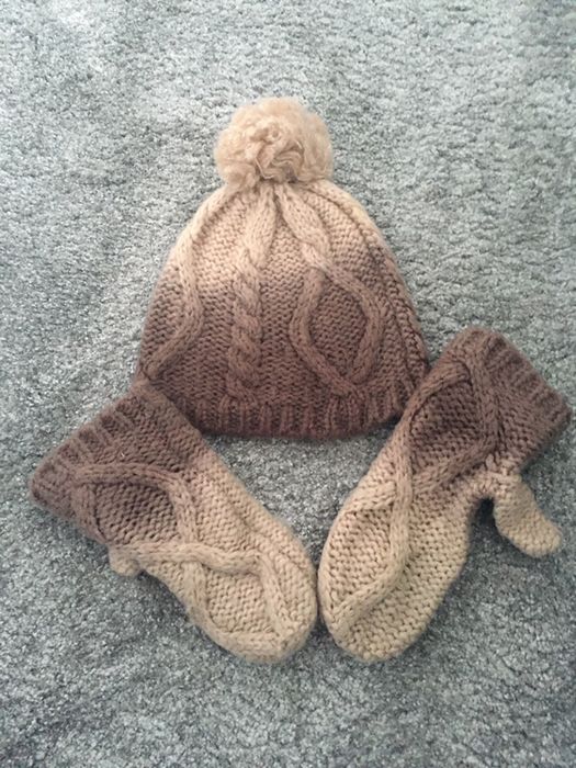 Zestaw komplet czapka i rękawiczki House ombre brąz