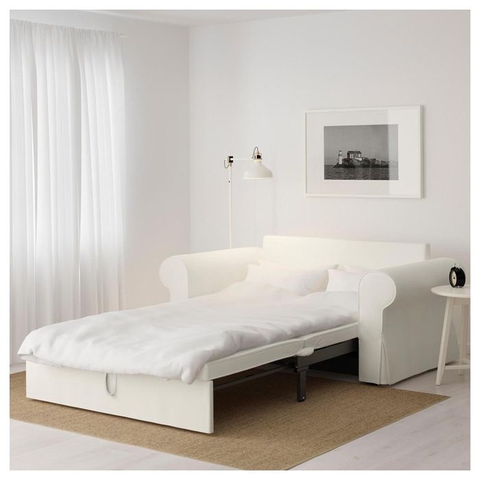Sofá cama branco estrado ikea casal 3 lugares
