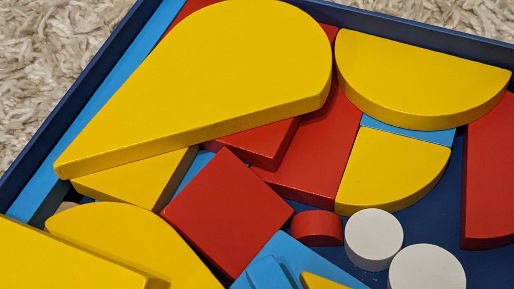 Ze Geo Vroom набір дерев'яних геометричних фігур, конструктор djeco