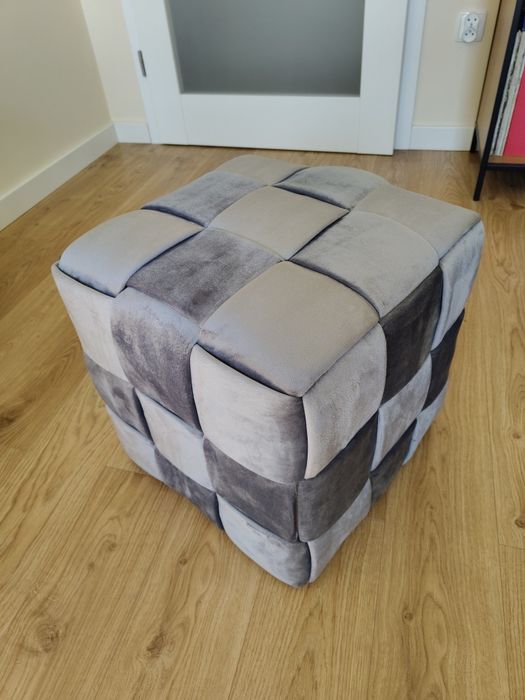 Pufa Casel Velvet- szara