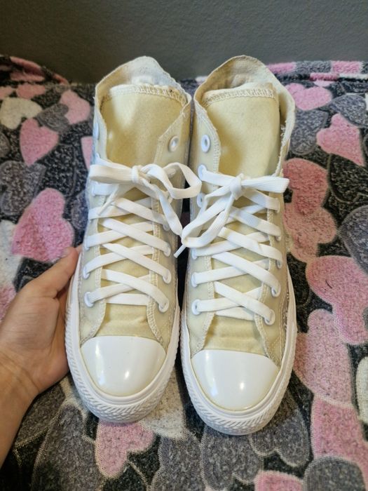 Высокие белые кеды конверсы converse 37 р 23,5 см в идеале