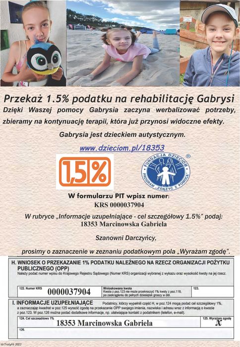 rozliczenia PIT krajowe i zagraniczne - charytatywnie dla Gabrysi