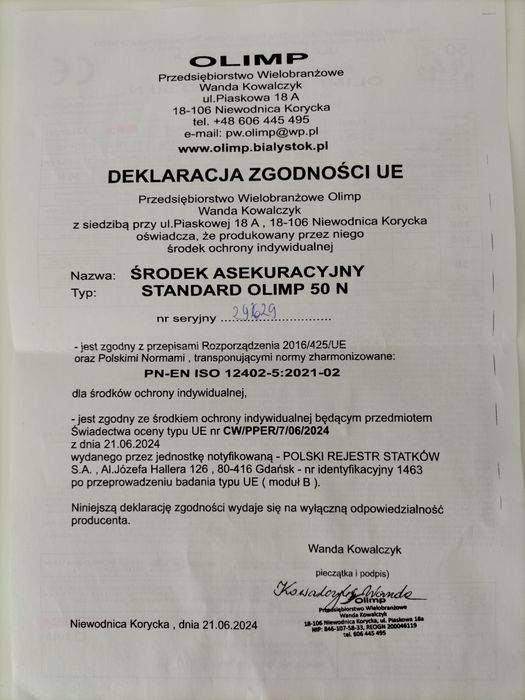 Kamizelka asekuracyjna  OLIMP