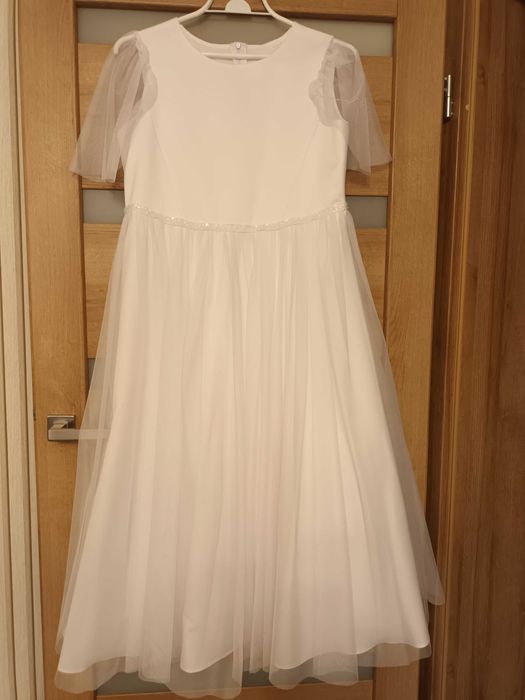 Sukienka komunijna, torebka, bolerko i wianek