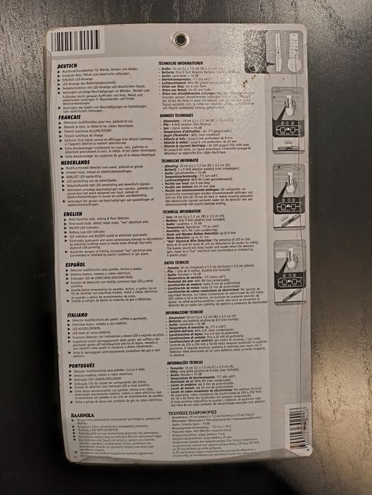 Detector 3 em I para madeira, metais, tensão elétrica
