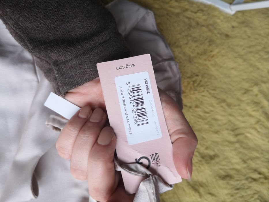 Sukienka maxi champagne Zalando nowa z metką L