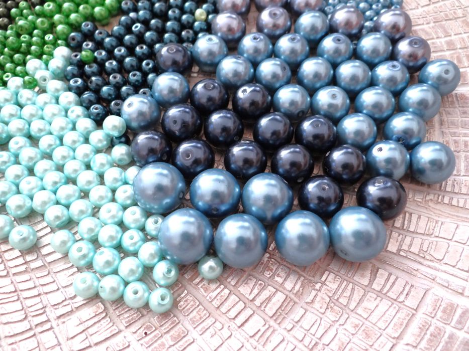 Perły sztuczne | mix zielono-niebieski | nowe