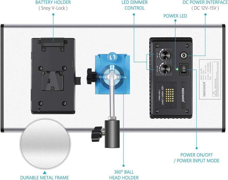 Painel LED Neewer NL960 Bi-Color 50W – Novo na Caixa (inclui bolsa)