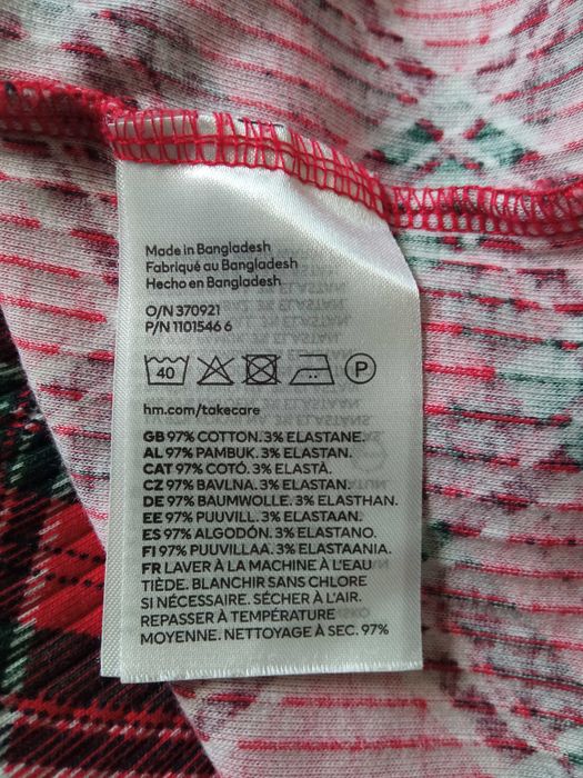 H&M sukienka w kratę z długim rękawem bawełna r 158-164
