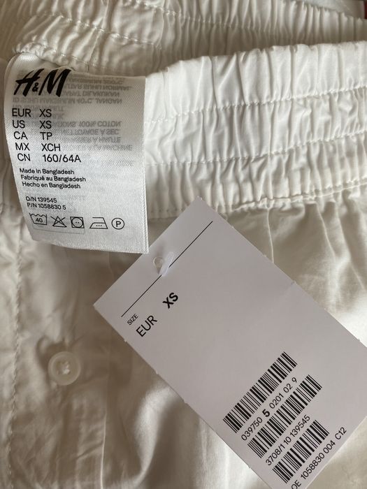 Szorty H&M białe XS 34 nowe z metką piżamowe basic