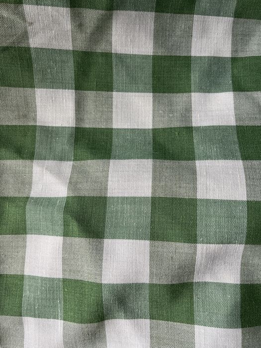 Bawełna w zielono bialą krateczkę / materiał / tkanina