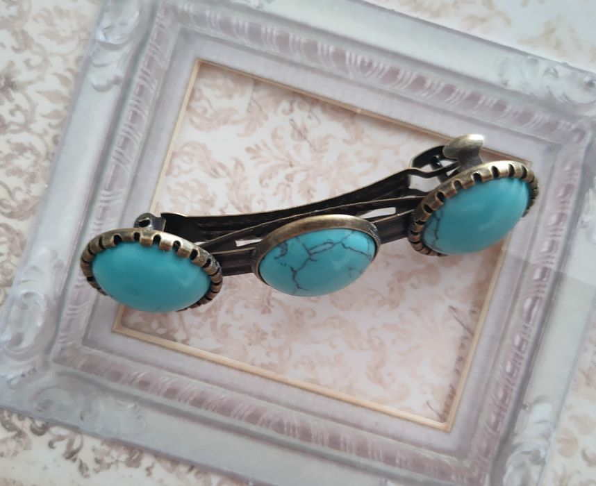 Spinka do włosów z turkusowym howlitem