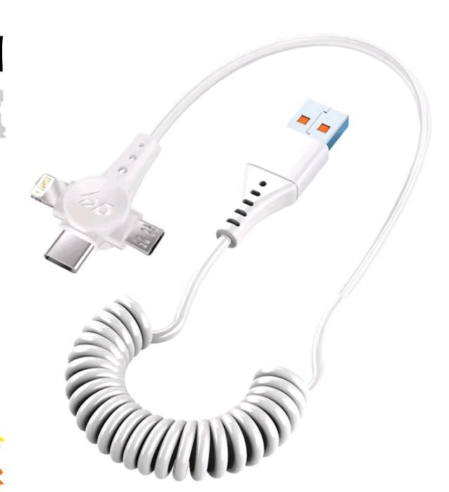 Cabo 3 em 1  carregamentos rápidos até 120 W. Novo