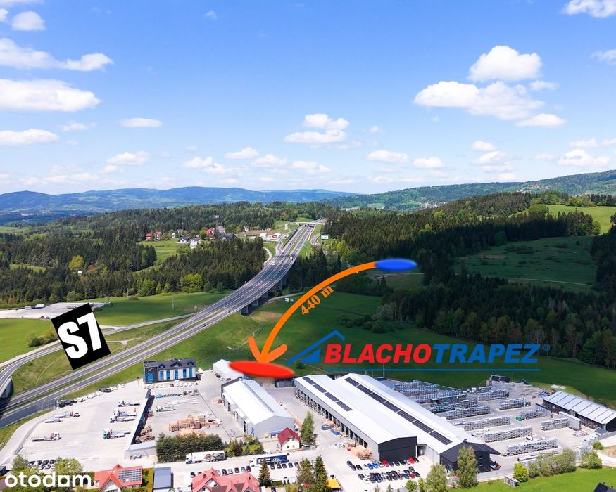 Działka Inwestycyjna Usługowa Pod Halę 3200 M2 Przy S7 W Rabce-Zdroju - Widok 3