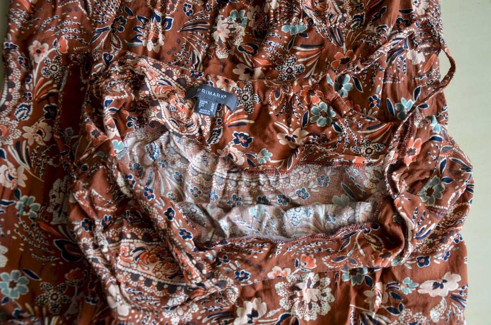 Sukienka na ramiączkach brązowa boho paisley letnia 38 40 M L 42