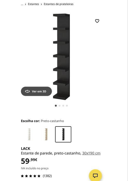 Estante IKEA preto 30x190