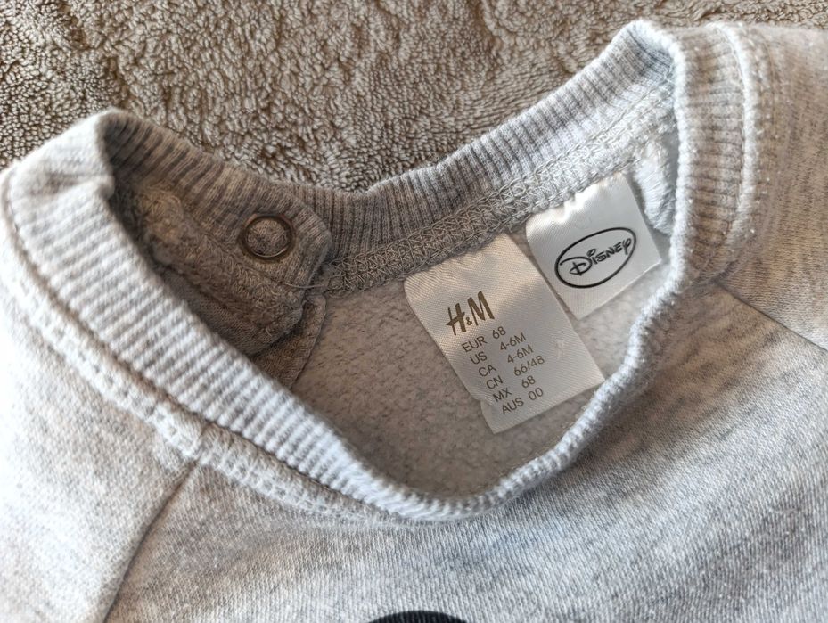 Bluza myszka Miki Disney 68 H&M szara chłopiec dziewczynka