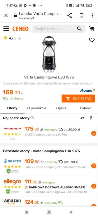 Varta l30 pro latarka campingowa
