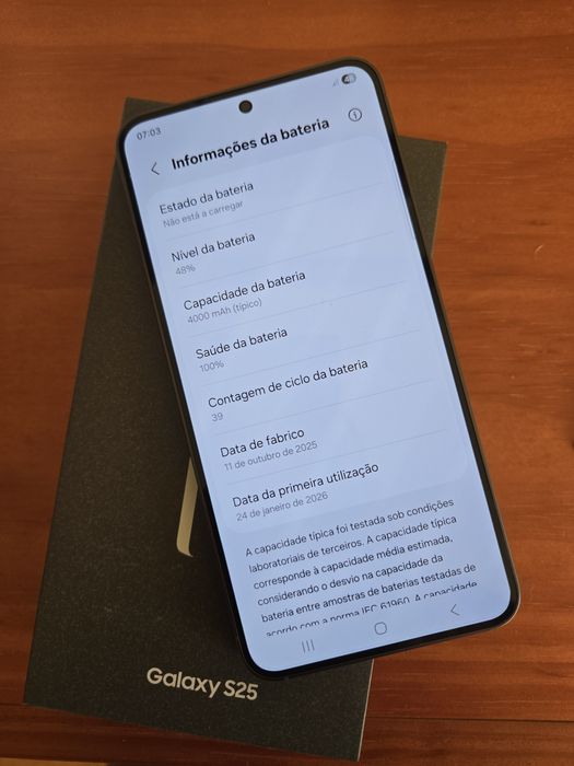 Samsung s25 256gb imaculado 39 ciclos bateria