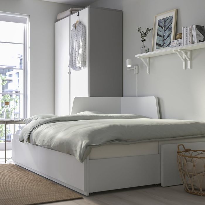 Cama individual 
Cama indiv/dupla c/2 gav/2 colchões, branco/Åfjäll fi