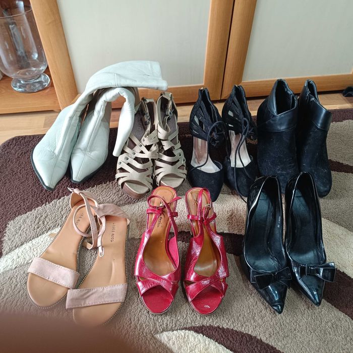 Buty na obcasie rozm 38 - kozaki botki szpilki sandały -  Zestaw 7 par