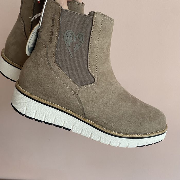 Nowe Botki Marco Tozzi Earth Edition | Wegańskie Sztyblety | Beżowe39