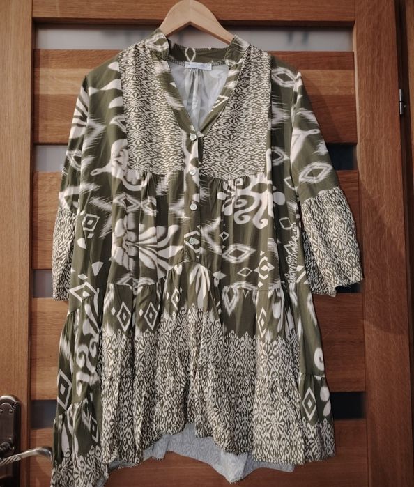 Рубашка туника вискоза 100% Италия оверсайз воланы L-XL