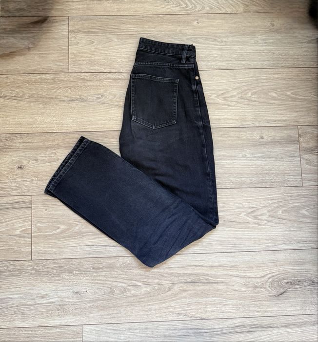 Czarne jeansy dżinsy H&M wysoki stan proste zapinane na guziki
