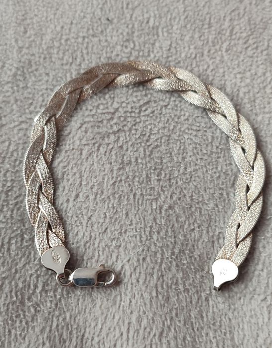 Szeroka srebrna pleciona bransoletka srebro 925