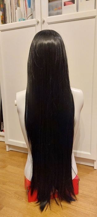 Peruka nowa czarne włosy 90 cm
