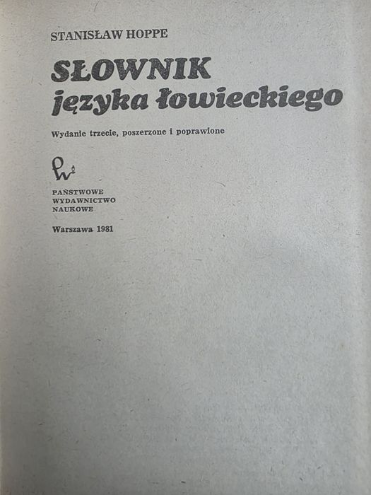 Słownik języka łowieckiego.Hoppe