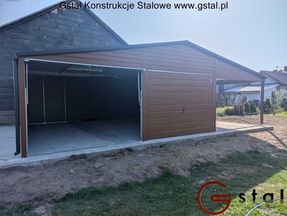 garaż z wiatą 9x6 drewutnia panele ażurowe (garaż 6x6 wiata 3x6)