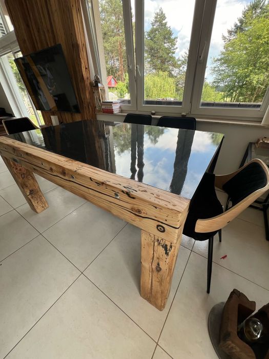 Stoł do jadalni STAL/ DREWNO handmade KLIMATYCZNY LOFTOWY Industrialny