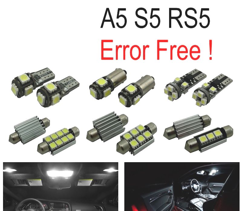KIT COMPLETO DE 14 LAMPADAS LED INTERIOR AUDI A5 S5 RS5 B8 08-15