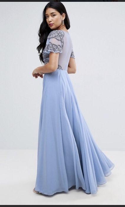 Sukienka maxi Asos niebieska r.36/S