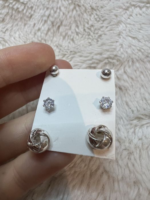 Zestaw 3 par kolczyków eleganckie glam glamour minimalism casual