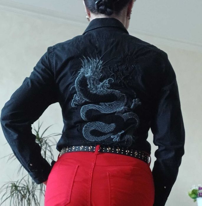 Чёрная рубашка хлопок