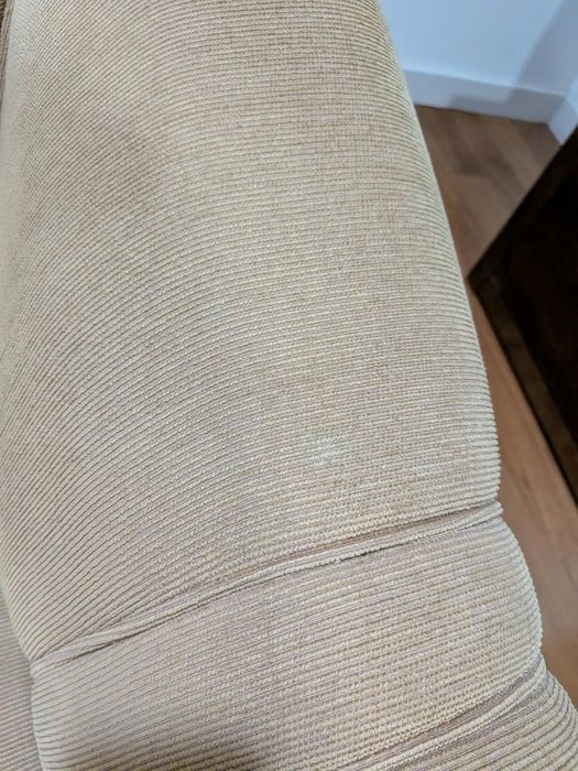 Sofá 3 Lugares em Veludo Canelado Bege (165x100 cm) + Almofadas de Oferta